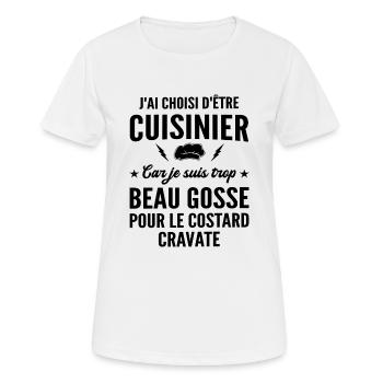 cuisinier et beau gosse / humour cuisinier - T-shirt respirant Femme - blanc - Devant - AI Model Female 172 dark (172cm)