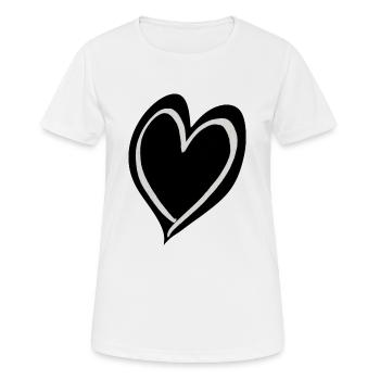 Cœur noir et blanc - T-shirt respirant Femme - blanc - Devant - AI Model Female 172 dark (172cm)