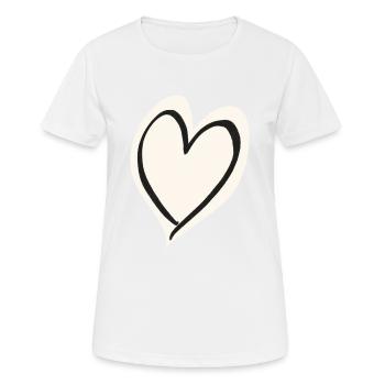 Herz weiß schwarz - Frauen T-Shirt atmungsaktiv - Weiß - Vorne - AI Model Female 172 dark (172cm)