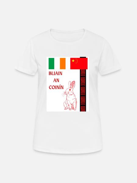 BLIAIN AN COINÍN, Year of the Rabbit in Irish - Women's Breathable T-Shirt - white