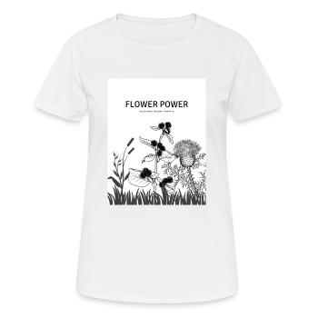 FLOWER POWER - Frauen T-Shirt atmungsaktiv - Weiß - Vorne - AI Model Female 172 dark (172cm)
