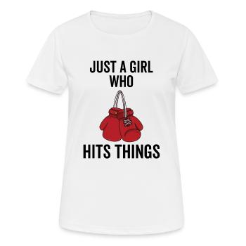 Juste une fille qui frappe des choses - T-shirt respirant Femme - blanc - Devant - AI Model Female 172 dark (172cm)