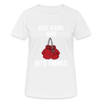 Juste une fille qui frappe des choses - T-shirt respirant Femme - blanc - Devant - AI Model Female 172 dark (172cm)