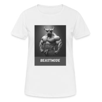 Fitness/Bodybuilding Clothing Bull Design - Frauen T-Shirt atmungsaktiv - Weiß - Vorne - AI Model Female 172 dark (172cm)
