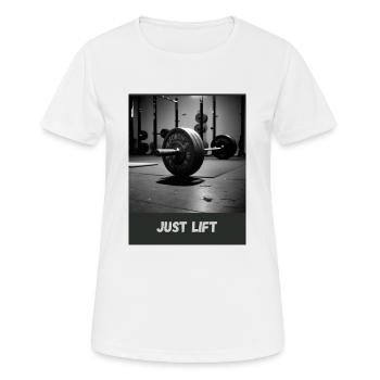 Fitness/Bodybuilding Clothing Design Lift - Frauen T-Shirt atmungsaktiv - Weiß - Vorne - AI Model Female 172 dark (172cm)