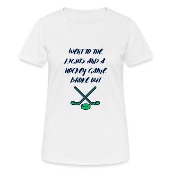 Je suis allé aux bagarres et une partie de hockey a éclaté - T-shirt respirant Femme - blanc - Devant - AI Model Female 172 dark (172cm)
