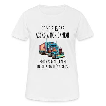 accro à mon camion - T-shirt respirant Femme - blanc - Devant - AI Model Female 172 dark (172cm)