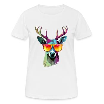 Jack das bebrillte Reh - Frauen T-Shirt atmungsaktiv - Weiß - Vorne - AI Model Female 172 dark (172cm)
