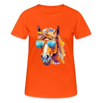 Mina la jument à lunettes - T-shirt respirant Femme - orange néon - Devant - AI Model Female 172 dark (172cm)