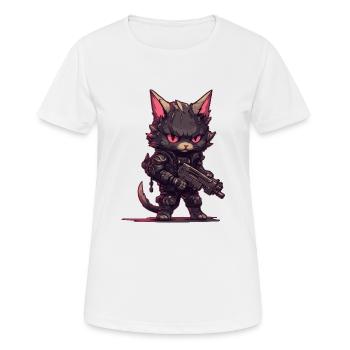 Cat Biker dans le style de Post Apocalyptic - T-shirt respirant Femme - blanc - Devant - AI Model Female 172 dark (172cm)