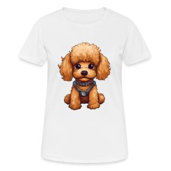 Doux bébé caniche chien - T-shirt respirant Femme - blanc - Devant - AI Model Female 172 dark (172cm)