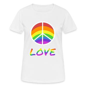 Peacezeichen Love Regenbogen - Frauen T-Shirt atmungsaktiv - Weiß - Vorne - AI Model Female 172 dark (172cm)