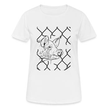 Libération des cochons derrière les barreaux - T-shirt respirant Femme - blanc - Devant - AI Model Female 172 dark (172cm)
