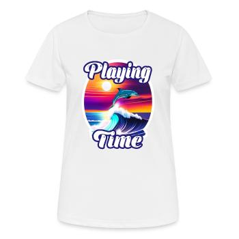 dauphin et vague - T-shirt respirant Femme - blanc - Devant - AI Model Female 172 dark (172cm)
