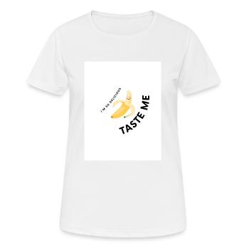 Taste Me Funny tshirt Design Banana - Women's Breathable T-Shirt - white - Front - AI Model Female 172 dark (172cm)