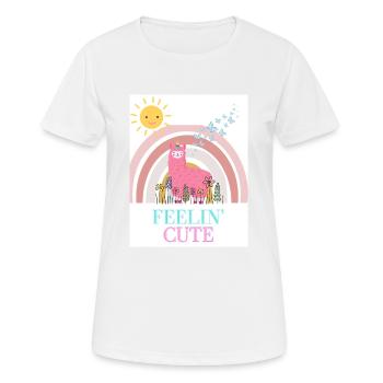 Lama Unicorn feeling cute - Frauen T-Shirt atmungsaktiv - Weiß - Vorne - AI Model Female 172 dark (172cm)