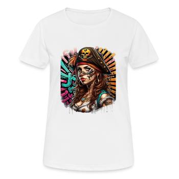 Piratgirl - Frauen T-Shirt atmungsaktiv - Weiß - Vorne - AI Model Female 172 dark (172cm)