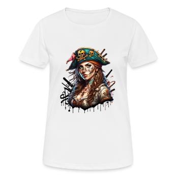 Piratinn - Frauen T-Shirt atmungsaktiv - Weiß - Vorne - AI Model Female 172 dark (172cm)