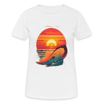 retro sunset and waves - T-shirt respirant Femme - blanc - Devant - AI Model Female 172 dark (172cm)