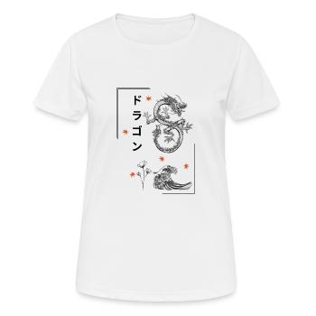 Japanesse Dragon-designドラゴン - T-shirt respirant Femme - blanc - Devant - AI Model Female 172 dark (172cm)