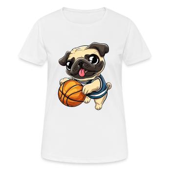 Mops im Basketballfieber: Vom Spielfeld zum Verein - Frauen T-Shirt atmungsaktiv - Weiß - Vorne - AI Model Female 172 dark (172cm)