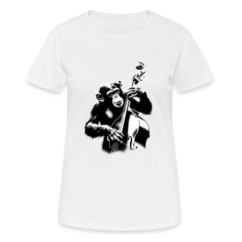 Monkey Orchestra Contrebasse StreetArt Banksy Style - T-shirt respirant Femme - blanc - Devant - AI Model Female 172 dark (172cm)