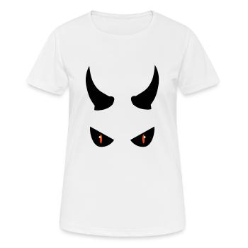 dark and evil eyes with broad horns - Women's Breathable T-Shirt - white - Front - AI Model Female 172 dark (172cm)