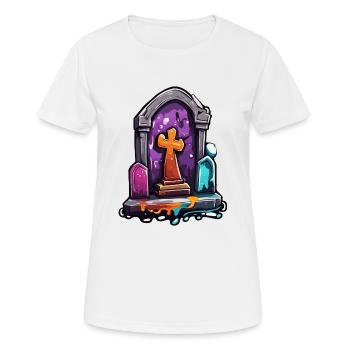 Pierre tombale / Souvenir / Tranquillité / Inoubliable / Mort - T-shirt respirant Femme - blanc - Devant - AI Model Female 172 dark (172cm)