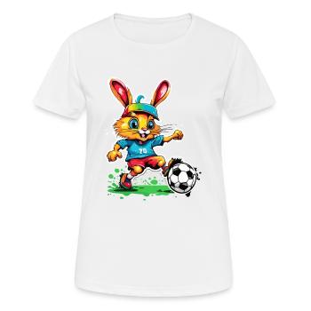 Soccer Bunny / Animal / Soccer / Goal / Sports - Women's Breathable T-Shirt - white - Front - AI Model Female 172 dark (172cm)