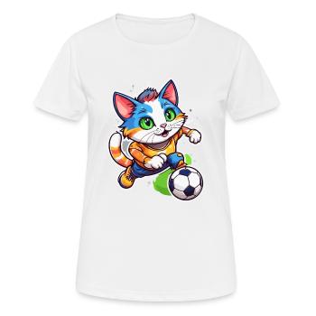 Soccer Cat / Animal / Soccer / Goal / Sports - Women's Breathable T-Shirt - white - Front - AI Model Female 172 dark (172cm)