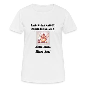 Zauberstab kaputt - Zaubertrank alle - Jetzt muss - Frauen T-Shirt atmungsaktiv - Weiß - Vorne - AI Model Female 172 dark (172cm)