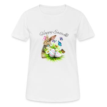 Panier de Pâques avec lapin de Pâques et papillons - T-shirt respirant Femme - blanc - Devant - AI Model Female 172 dark (172cm)