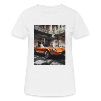 Sportwagen - Frauen T-Shirt atmungsaktiv - Weiß - Vorne - AI Model Female 172 dark (172cm)