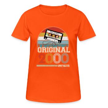 Elegantes Retro-Geschenk: 2000 Vintage - Frauen T-Shirt atmungsaktiv - Neonorange - Vorne - AI Model Female 172 dark (172cm)