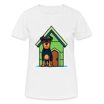 Serious Rottweiler Guarding House - Women's Breathable T-Shirt - white - Front - AI Model Female 172 dark (172cm)