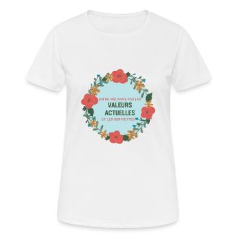 Les Valeurs actuelles et les serviettes - T-shirt respirant Femme - blanc - Devant - AI Model Female 172 dark (172cm)
