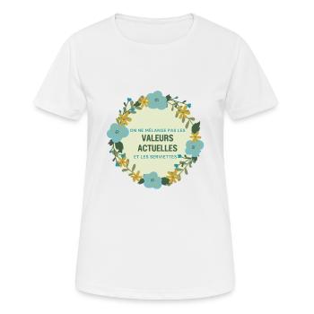 Les Valeurs Actuelles et les serviettes - T-shirt respirant Femme - blanc - Devant - AI Model Female 172 dark (172cm)