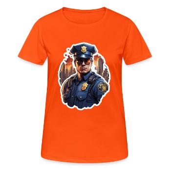 Police / Operations / Profession / Job / Emergency Forces - Women's Breathable T-Shirt - neon orange - Front - AI Model Female 172 dark (172cm)