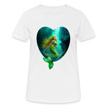 sirène addict à la plongée (coeur) - pour plongeur - T-shirt respirant Femme - blanc - Devant - AI Model Female 172 dark (172cm)