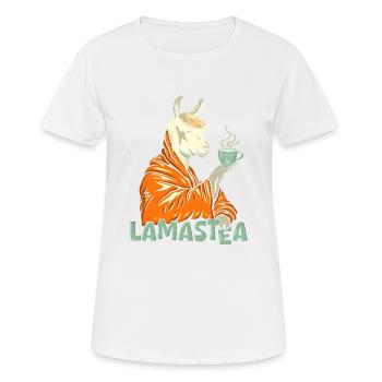 Lamastea - Frauen T-Shirt atmungsaktiv - Weiß - Vorne - AI Model Female 172 dark (172cm)