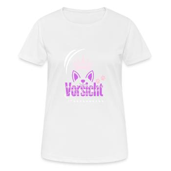 Vorsicht - Frauen T-Shirt atmungsaktiv - Weiß - Vorne - AI Model Female 172 dark (172cm)