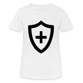 Bouclier de santé - T-shirt respirant Femme - blanc - Devant - AI Model Female 172 dark (172cm)