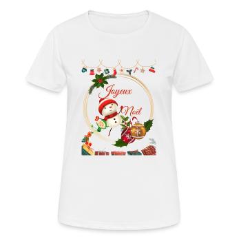 Joyeux Noël png - T-shirt respirant Femme - blanc - Devant - AI Model Female 172 dark (172cm)