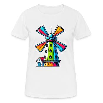 Moulin à vent - T-shirt respirant Femme - blanc - Devant - AI Model Female 172 dark (172cm)
