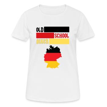 MOTARD DE LA VIEILLE ÉCOLE ALLEMAND - T-shirt respirant Femme - blanc - Devant - AI Model Female 172 dark (172cm)
