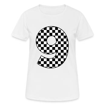 Numéro 9 à carreaux - T-shirt respirant Femme - blanc - Devant - AI Model Female 172 dark (172cm)