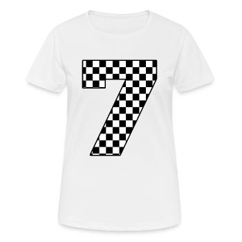 Numéro 7 à carreaux - T-shirt respirant Femme - blanc - Devant - AI Model Female 172 dark (172cm)