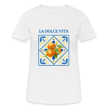 LA DOLCE VITA tshirt mediterran - Frauen T-Shirt atmungsaktiv - Weiß - Vorne - AI Model Female 172 dark (172cm)