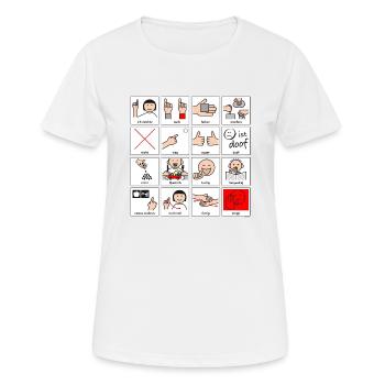 Minivokabular „Was zusammen machen” - Frauen T-Shirt atmungsaktiv - Weiß - Vorne - AI Model Female 172 dark (172cm)
