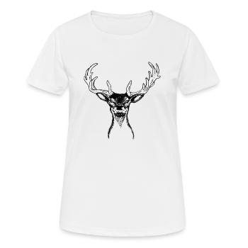 Hirschkopf | Deer Head - Women's Breathable T-Shirt - white - Front - AI Model Female 172 dark (172cm)